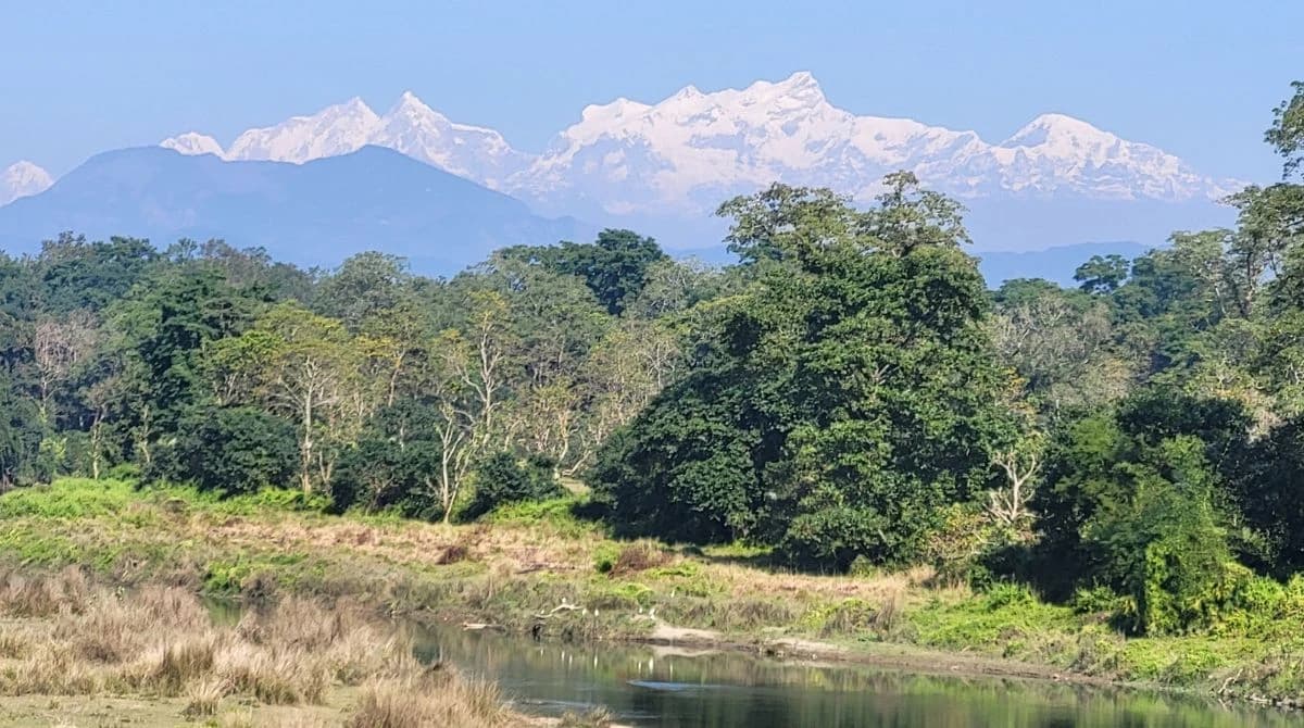 Himalaya view from Chitwan in clear day