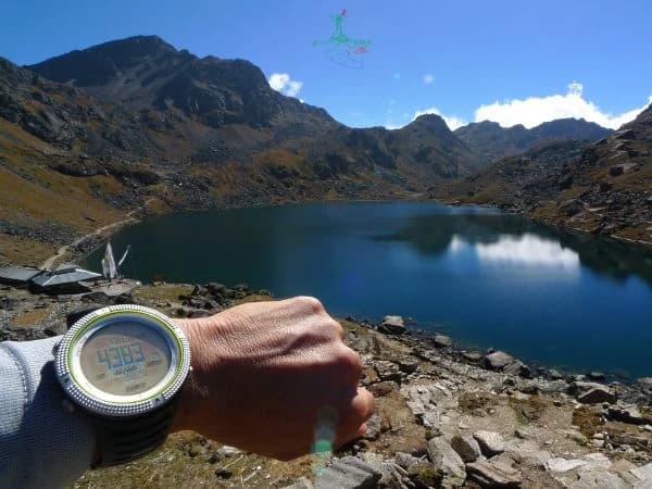 Gosaikunda lake with its altitude